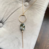 Green Crystal Hammered Hoop and Bar Necklace