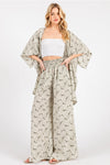 Olive Ivory Smocked Wide Leg Pant