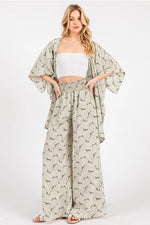 Olive Ivory Smocked Wide Leg Pant