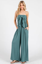 Front Tie Tank Top Wide Leg Jumpsuit