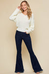 Chunky V-Neck Ivory Sweater