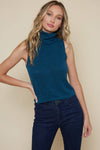 Teal Turtle Neck Sleeveless Top