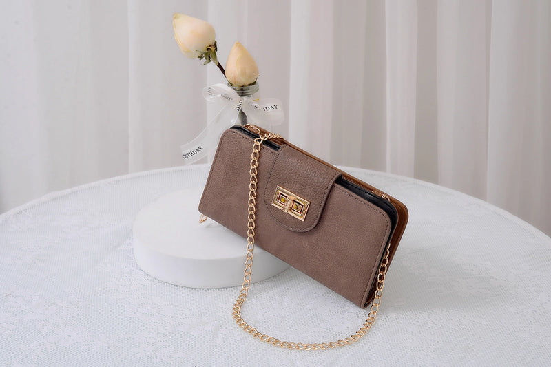 Turn Lock Crossbody Wallet