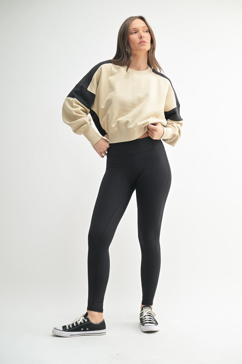 Contrast Edge Cropped Sweatshirt