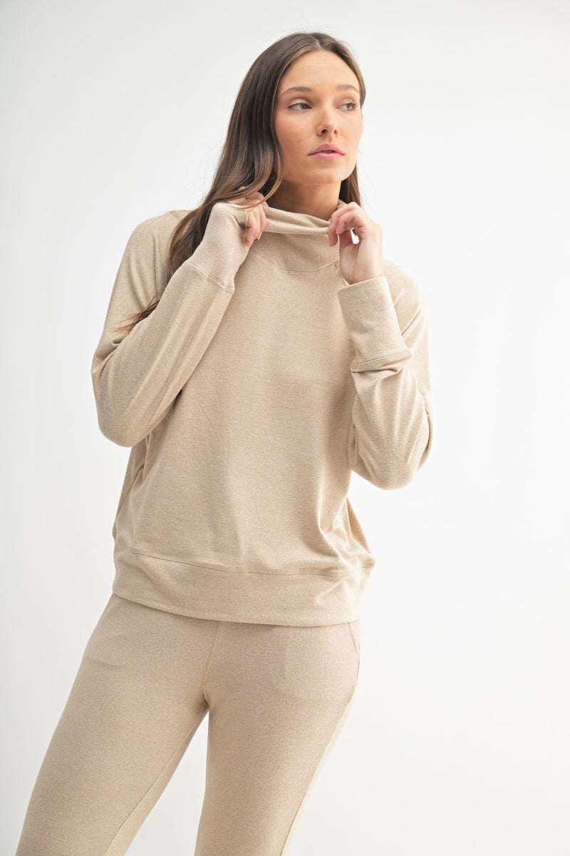 Brushed Hacci Cowl Neck Pullover