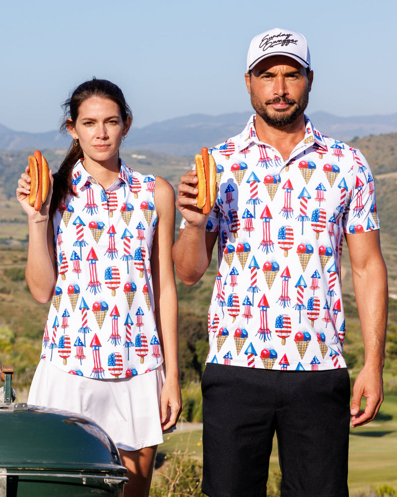 'Merica Ladies Sunday Swagger Sleeveless Polo
