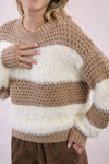 Color Block Beige Sweater