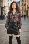 Black Amalia Woven Button Blouse
