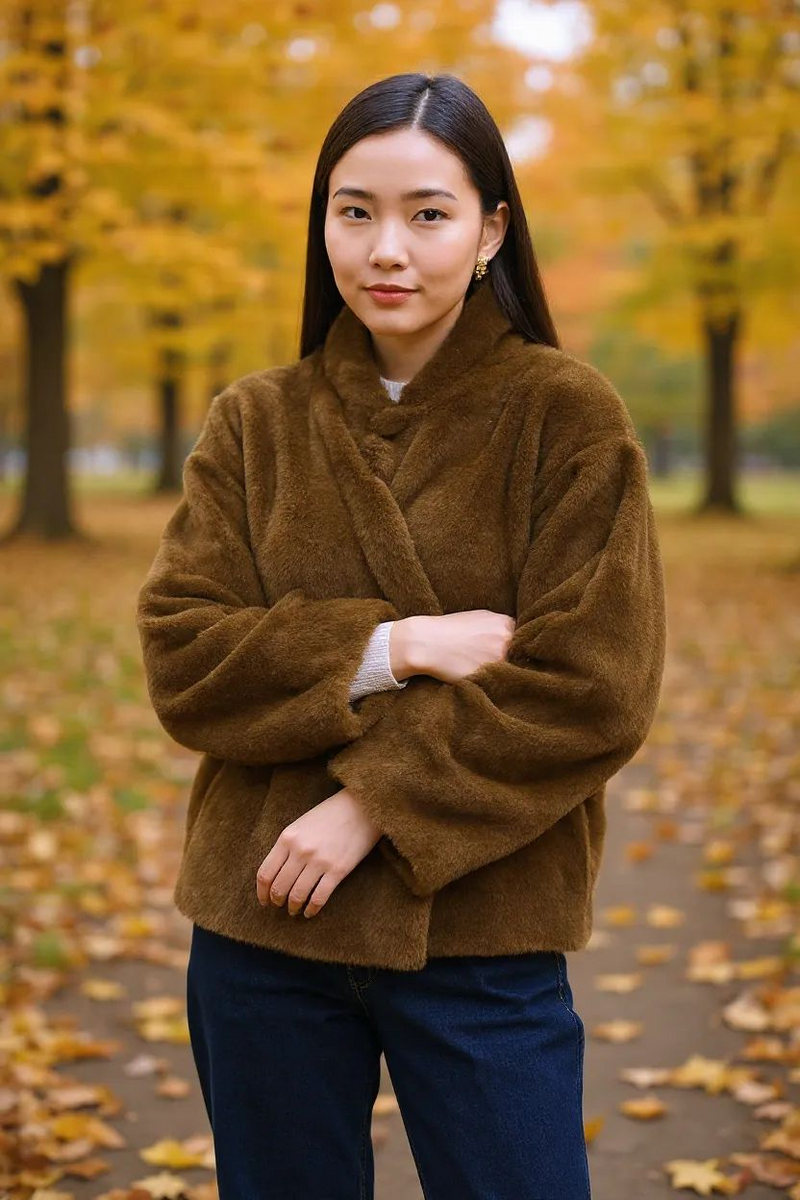 Brown Khaki Woven Coat