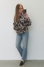 Soft Collared Animal Print Sweater
