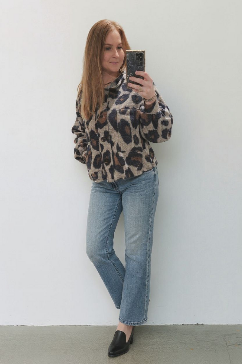 Soft Collared Animal Print Sweater
