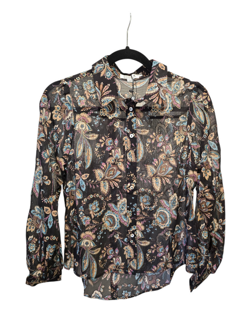 Black Amalia Woven Button Blouse