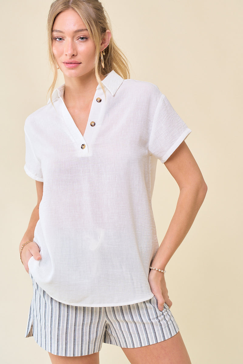 Placket Drop Shoulder Top