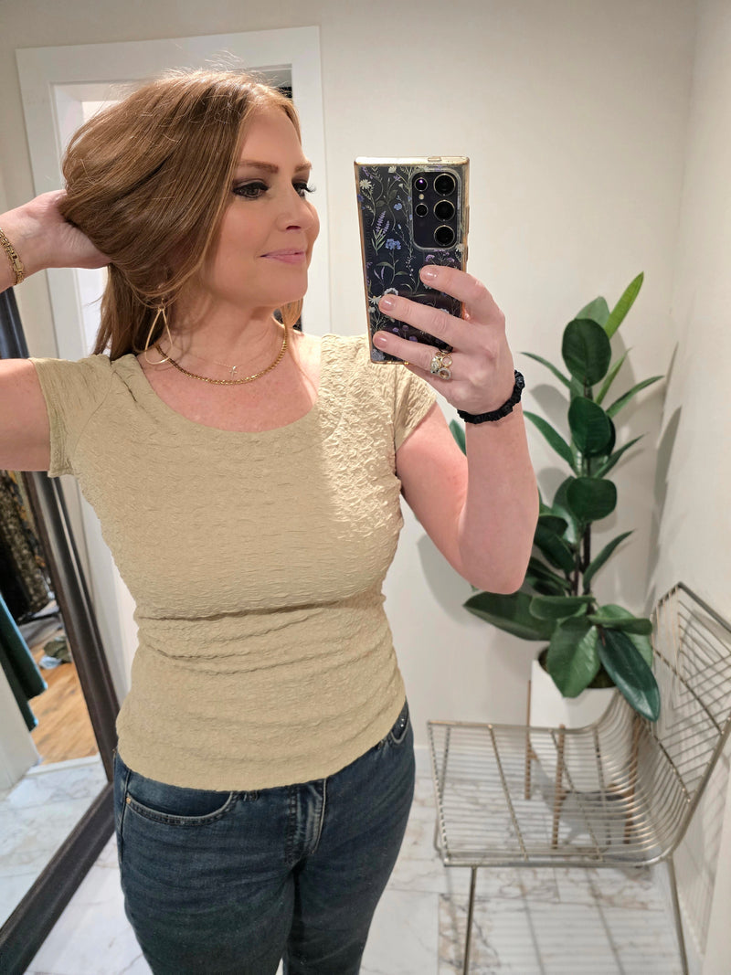 Textured Knit Scoop Tee