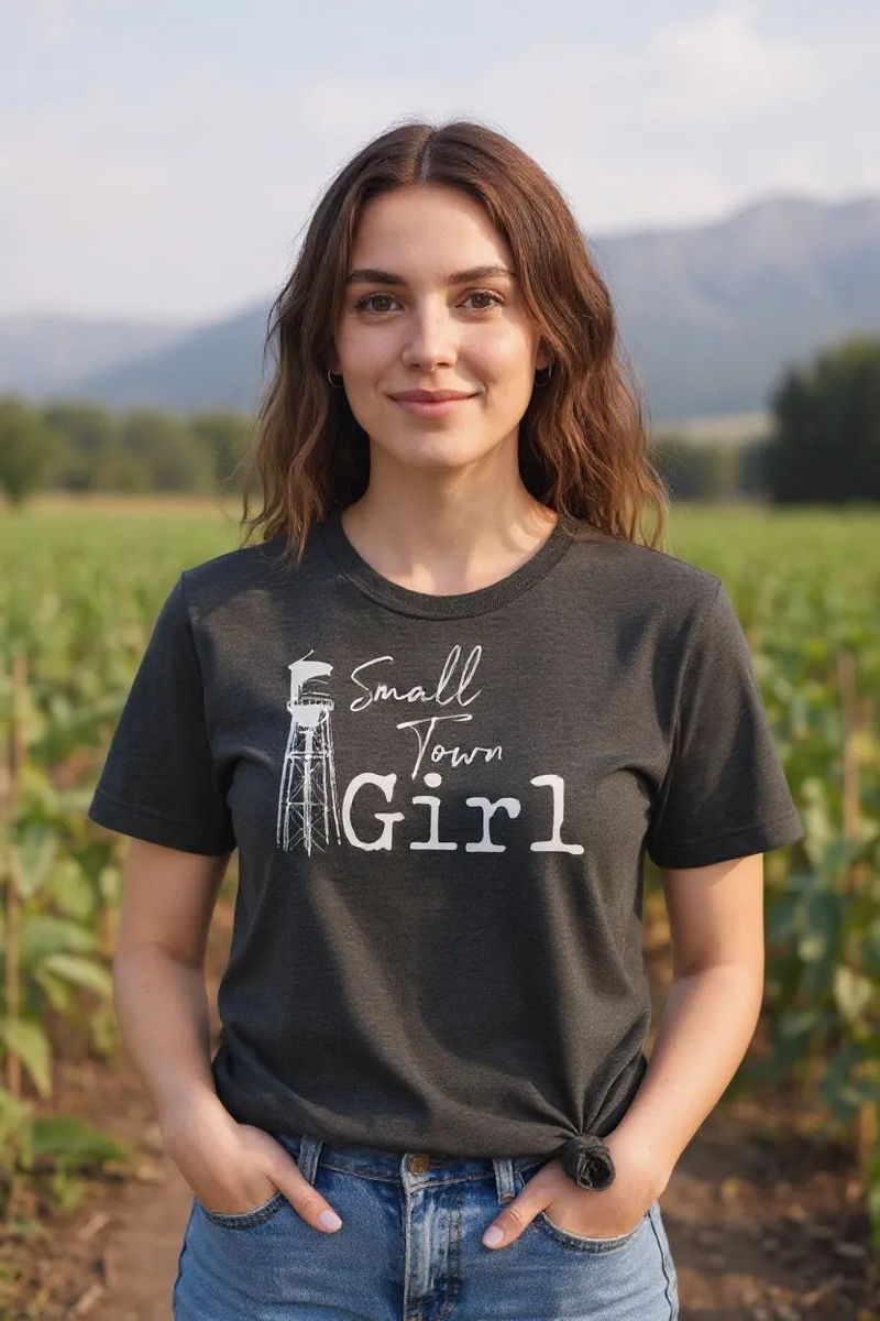SMALL TOWN GIRL T-SHIRT: HEATHER GRAPHITE Tee