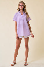 Placket Drop Shoulder Top