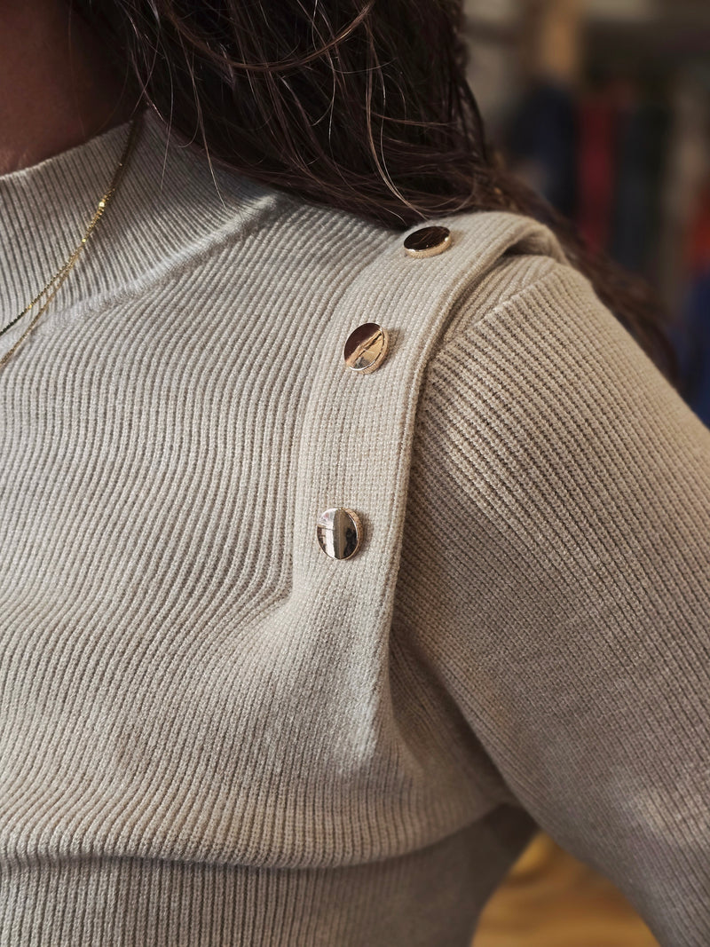 Molly Long Sleeve Top - Beige