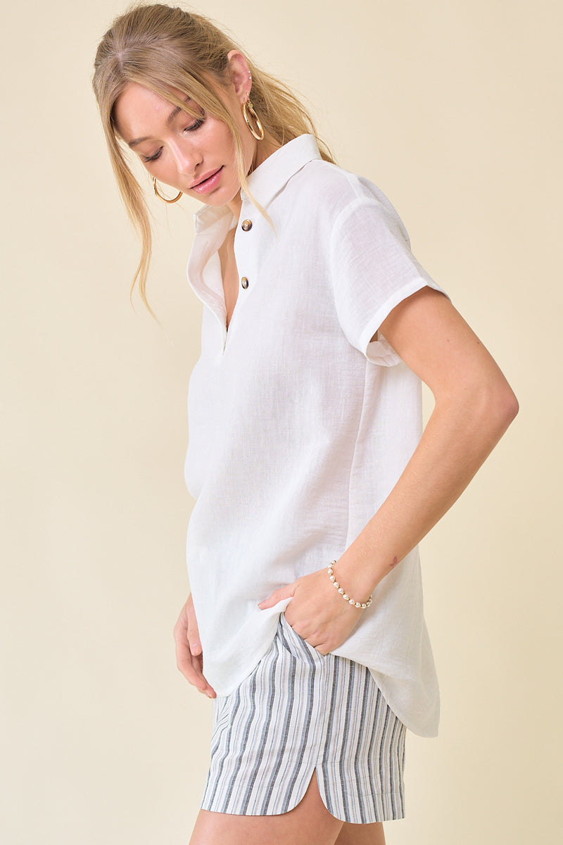 Placket Drop Shoulder Top