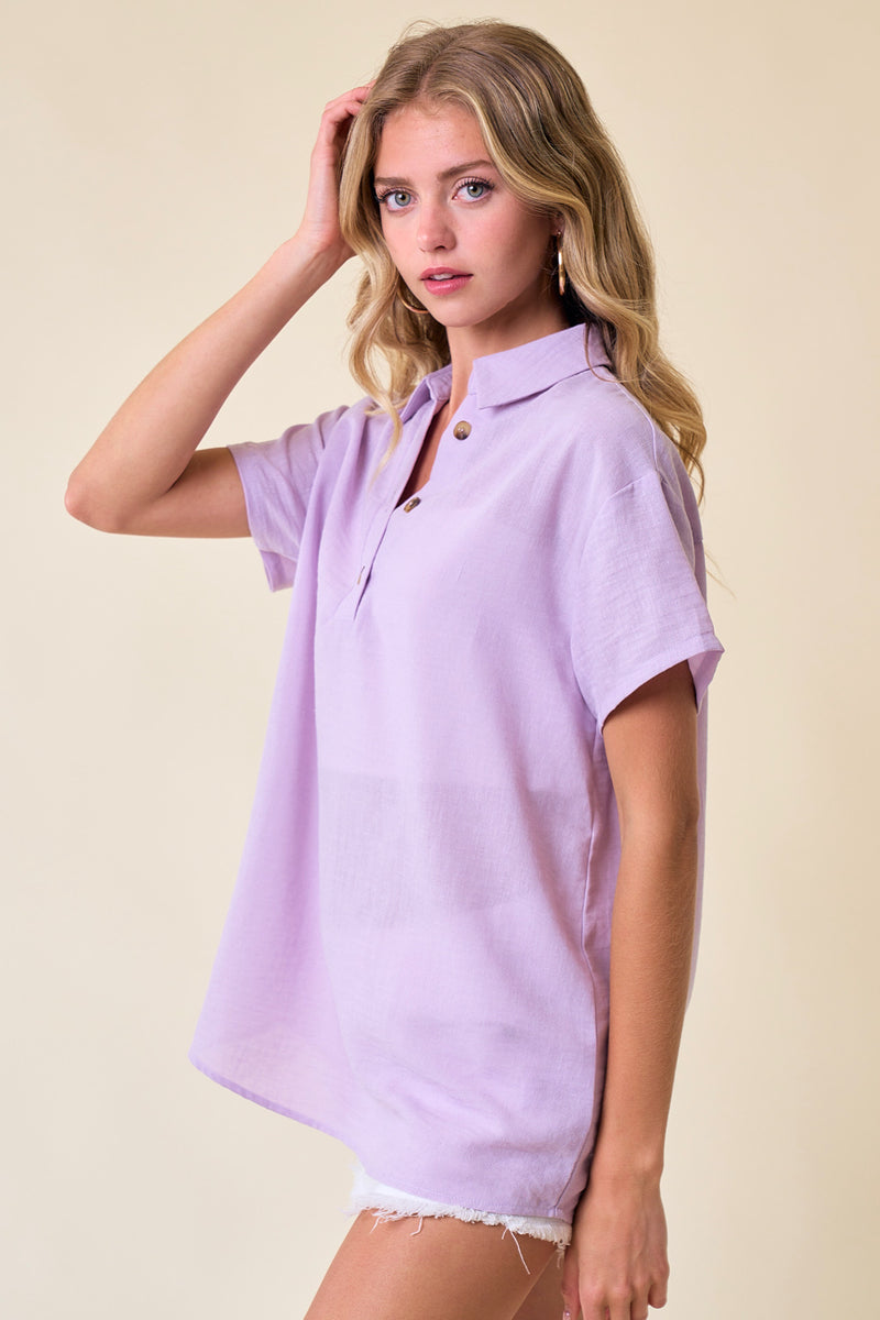 Placket Drop Shoulder Top