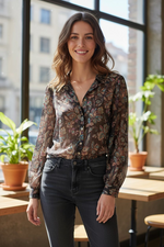Black Amalia Woven Button Blouse