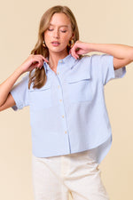 Pin Stripe Hi-Lo Top