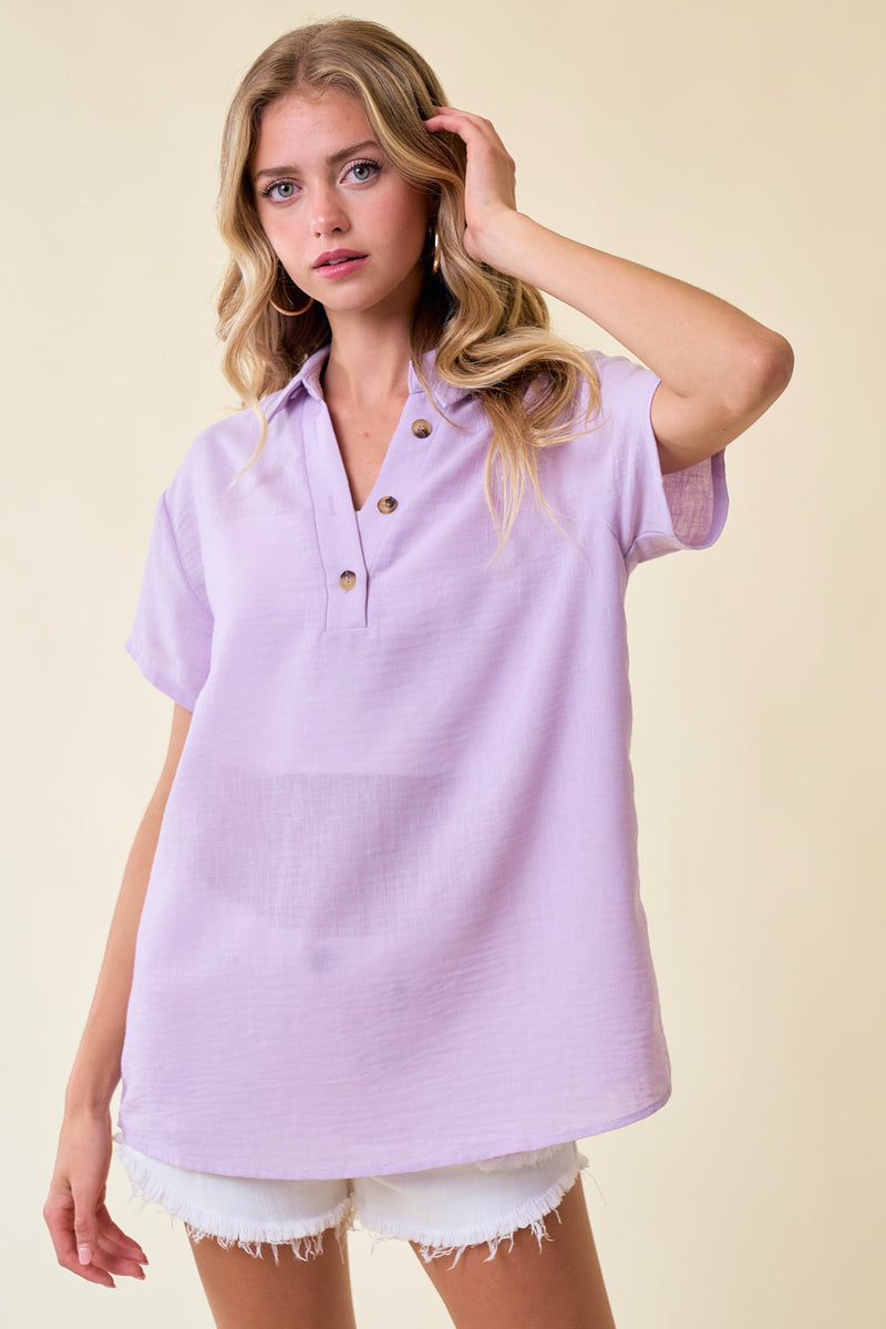 Placket Drop Shoulder Top