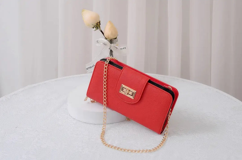 Turn Lock Crossbody Wallet