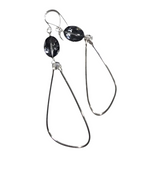 Hammered Hoop Earrings with Oval Crystal Organic