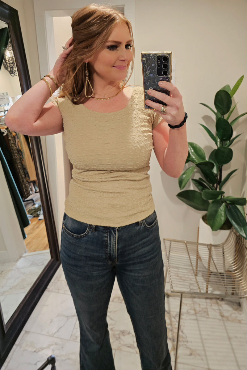 Textured Knit Scoop Tee