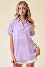Placket Drop Shoulder Top