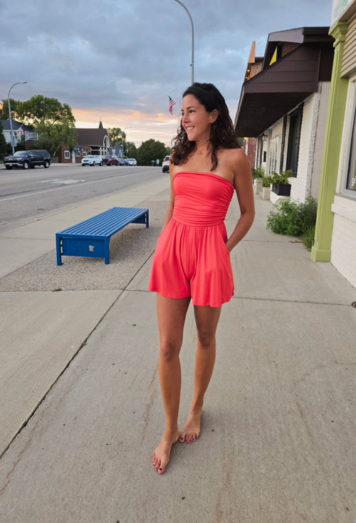 Tank Top Shirring Romper