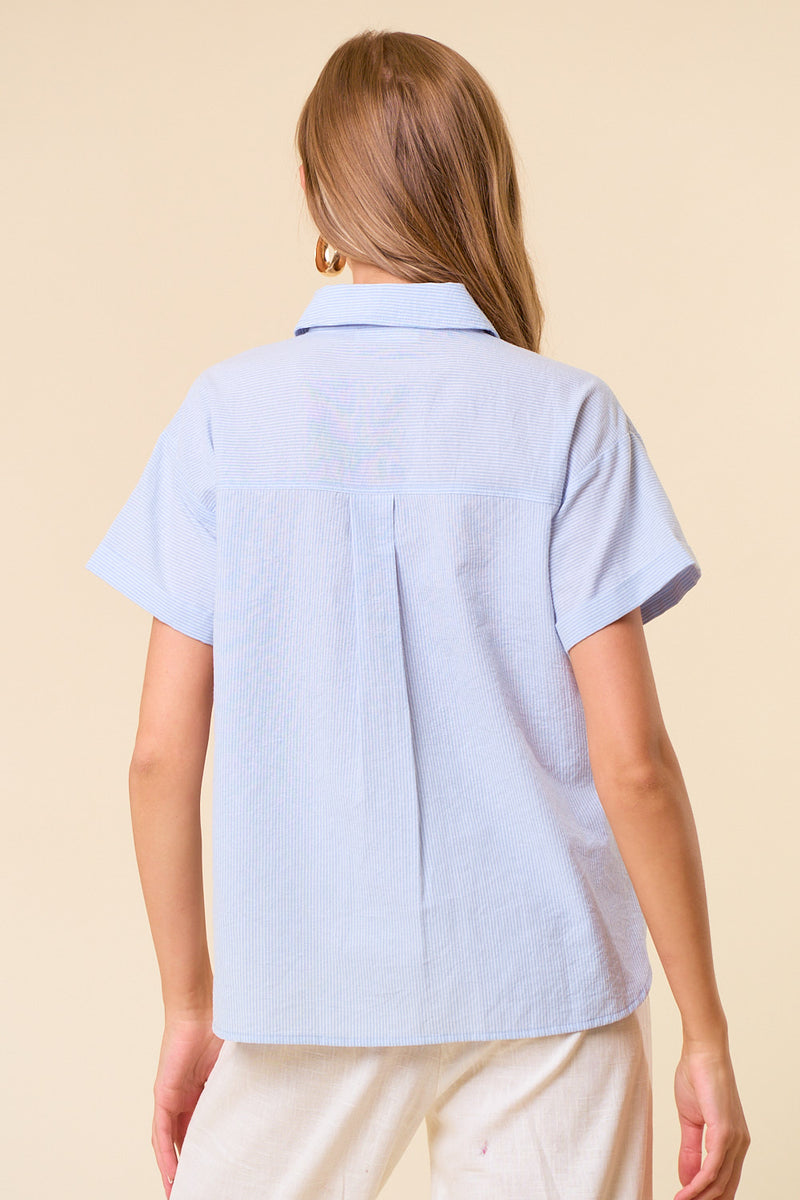 Pin Stripe Hi-Lo Top