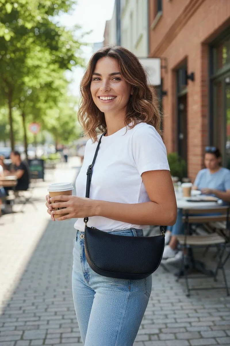 Nuage Bleu Italian Leather Pisang Crossbody
