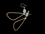 Hammered Hoop Earrings with Oval Crystal Organic
