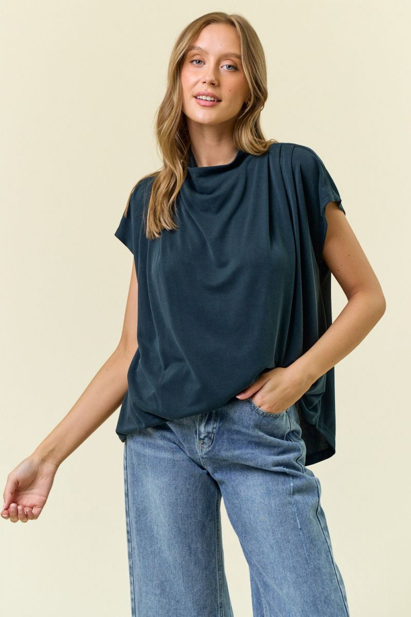 DRAPED SHOULDER DOLMAN CUPRO TOP