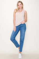 Short Sleeve V-Neck Mini Ribbed Top