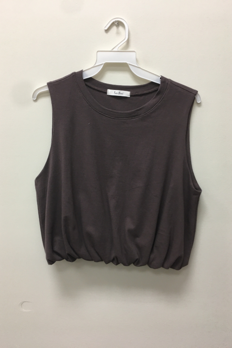 Crop Round Neck Short Sleeveless Top