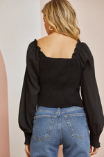 Woven Long Sleeve Chic Top