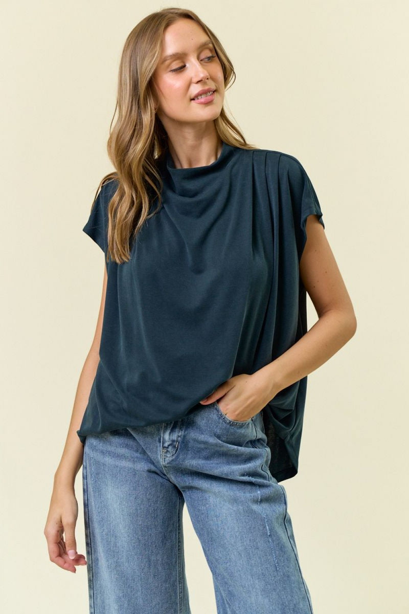 DRAPED SHOULDER DOLMAN CUPRO TOP