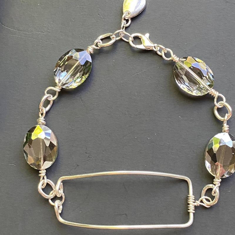 Rectangle Bar Bracelet Gold Champagne Or Smokey Crystals