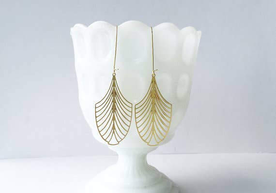 Art Deco Leaf Earrings
