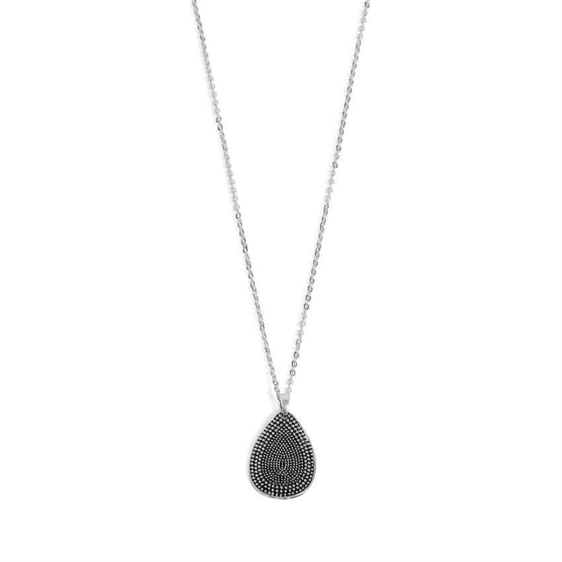 Silver Studded Open Teardrop Necklace
