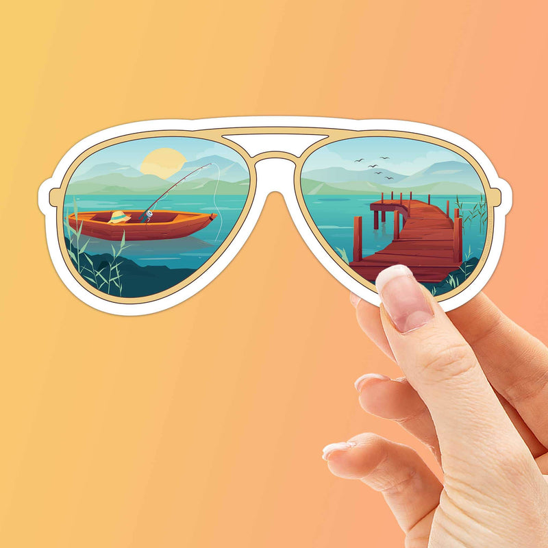 Sunglasses Lake Sticker - Lake Fishing Vinyl Decal