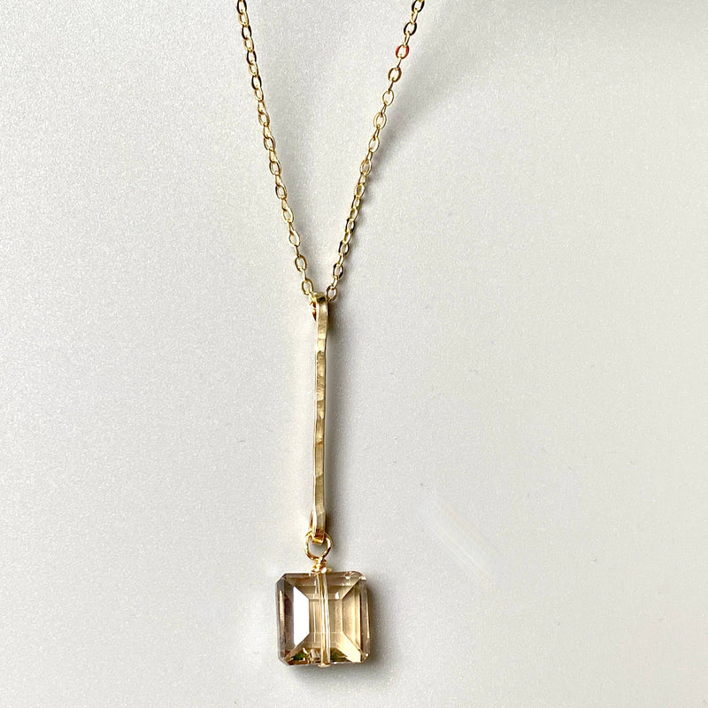 Gold Bar Crystal Pendant Necklace