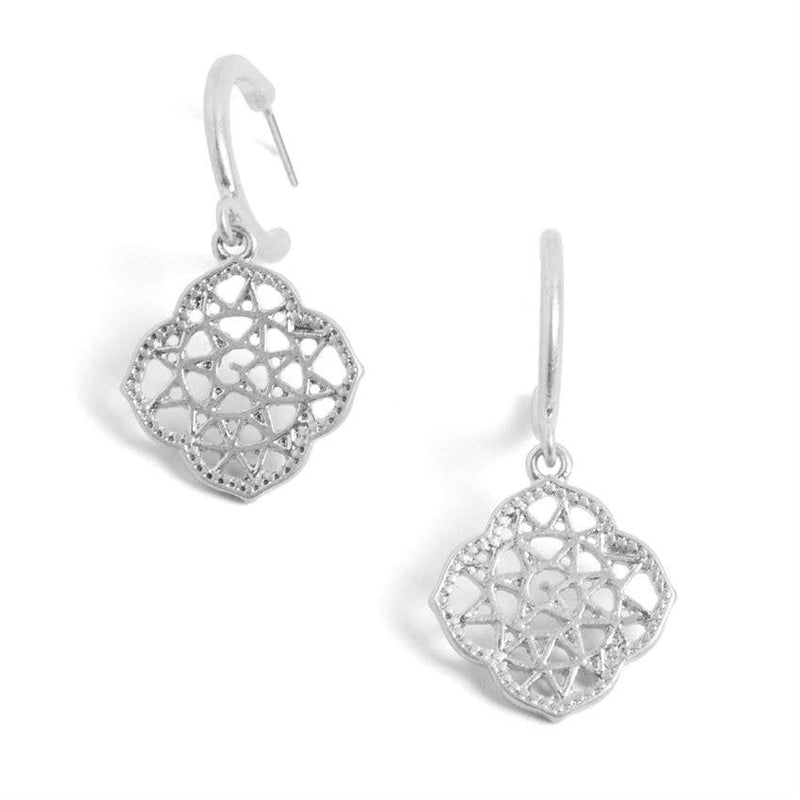 Silver Hoop Medallion Earrings