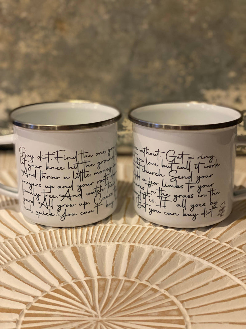 “Buy Dirt” Lyrics Metal Mug