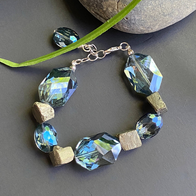 Crystal and Pyrite Chunky Bracelet