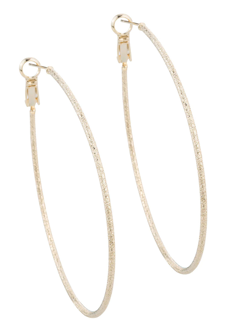 Diamond Dust Tear Drop Hoop Earrings in Gold finish
